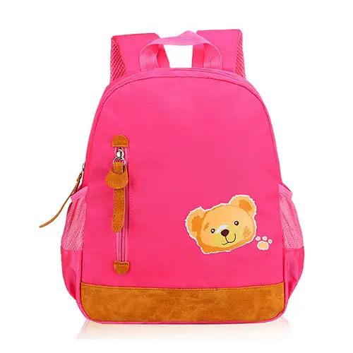 Cute Children's Backpack with Faux Leather Accents and Customizable Logo